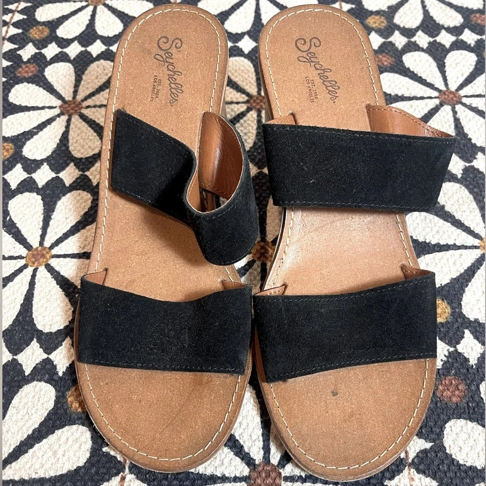 Seychelles Suede Black Sandals size 8